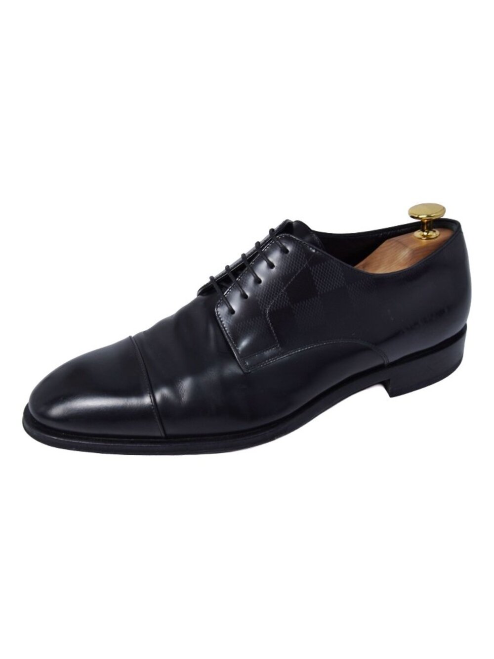 Louis Vuitton Leather Shoes Business Derby Damier Black 7